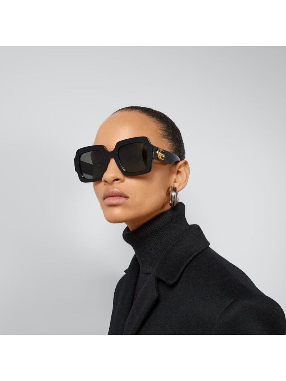 Gucci GG1547S 001 Square Women Sunglasses - Black / Grey - Picture 2 of 10